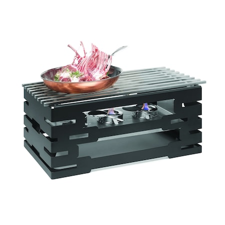 Rosseto Serving Solutions Multi-Chef 10" Black Matte Warmer Kit w/ Grill, 3 Fuel Holders, and Reversible Burner Stand, 1 SET SK032